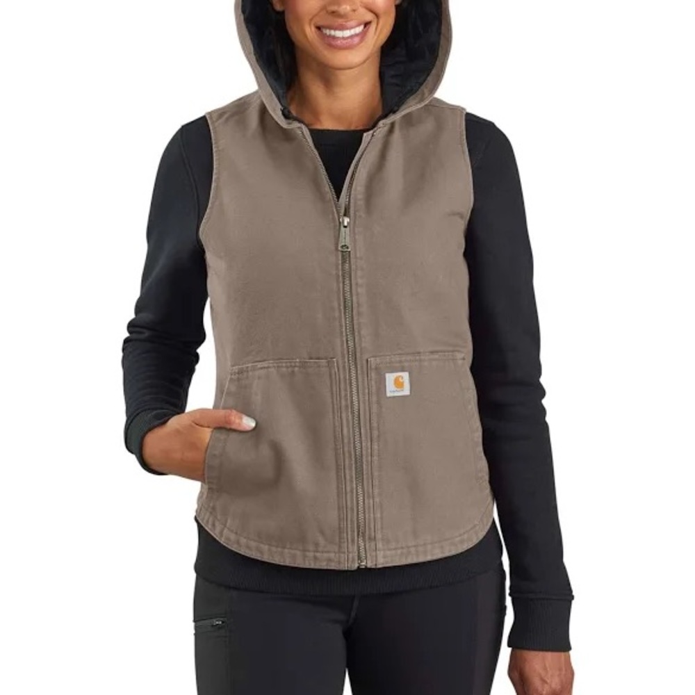 Carhartt Canvas & Fleece women’s hooded M taupe gray vest